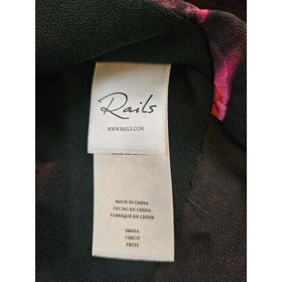 RAILS Nicoletta Ruffle-Sleeve Black Red Top Women's Size Small NWT MFRP $228 - Picture 9 of 11